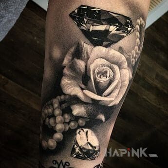 Tattoo Biala roza in 3D motif and realistic style on the forearm