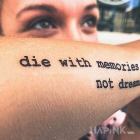 Tattoo Memories on the forearm motif: lettering