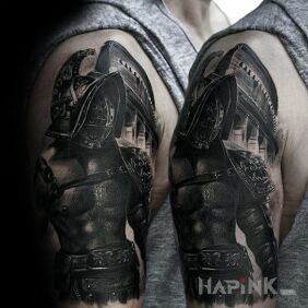 Tattoo Gladiator on the upper arm motif: characters style: realistic