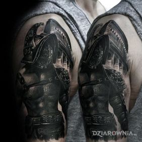 Tatuaż Gladiator na ramieniu motyw: 3D styl: realistyczne