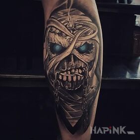 Tattoo Powerslave on the calf motif: 3D