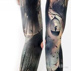 Tattoo Sleeve at 200% on the forearm motif: faces