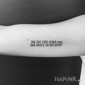 Tattoo She's got this thing on the upper arm motif: lettering