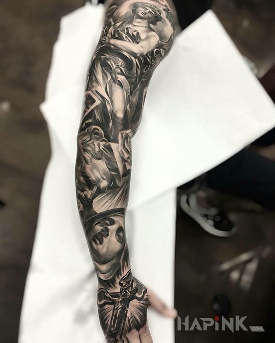 Tattoo Religijny rękaw in sleeves motif on the hand