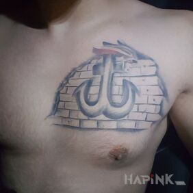 Tattoo FIGHTING POLAND on the chest motif: patriotic
