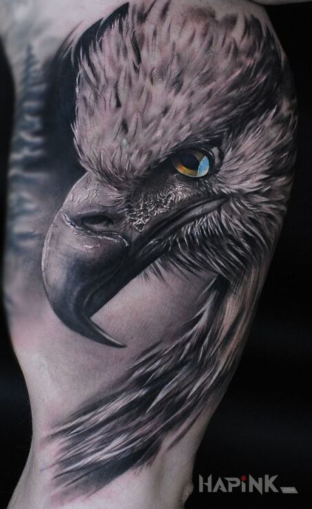 Tattoo Orzeł in colorful motif and realistic style on the upper arm