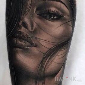 Tattoo Women's portrait on the forearm motif: faces style: realistic