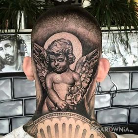 Tatuaż Aniolek na głowie motyw: anioły