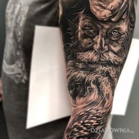 Tatuaż Dziadzia i orzel na ramieniu motyw: 3D styl: realistyczne