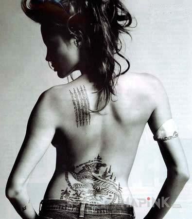 Tattoo Angelina Jolie - Tatuaże na plecach in Angelina Jolie motif on the back