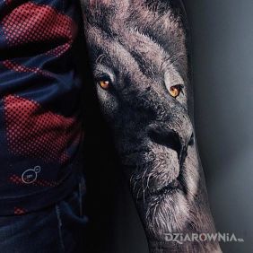 Tatuaż Lwisko na przedramieniu motyw: 3D styl: realistyczne