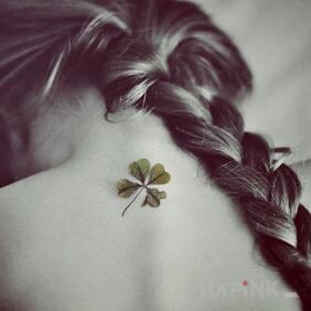 Tattoo Clover on the back motif: flowers