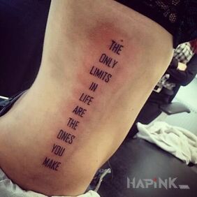 Tattoo Limits in your life on the ribs motif: lettering
