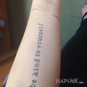 Tattoo Be nice on the forearm motif: lettering