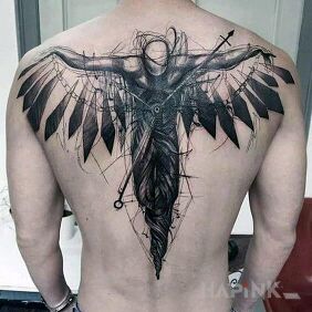 Tattoo Angel guidance on the back motif: angels