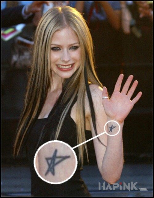 Tattoo Avril Lavigne - tatuaż gwiazdka in famous people motif on the wrist