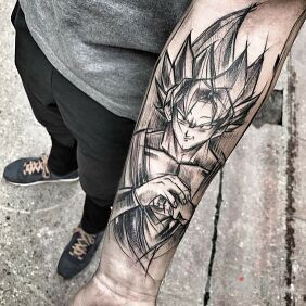 Tattoo Son Goku on the forearm motif: characters