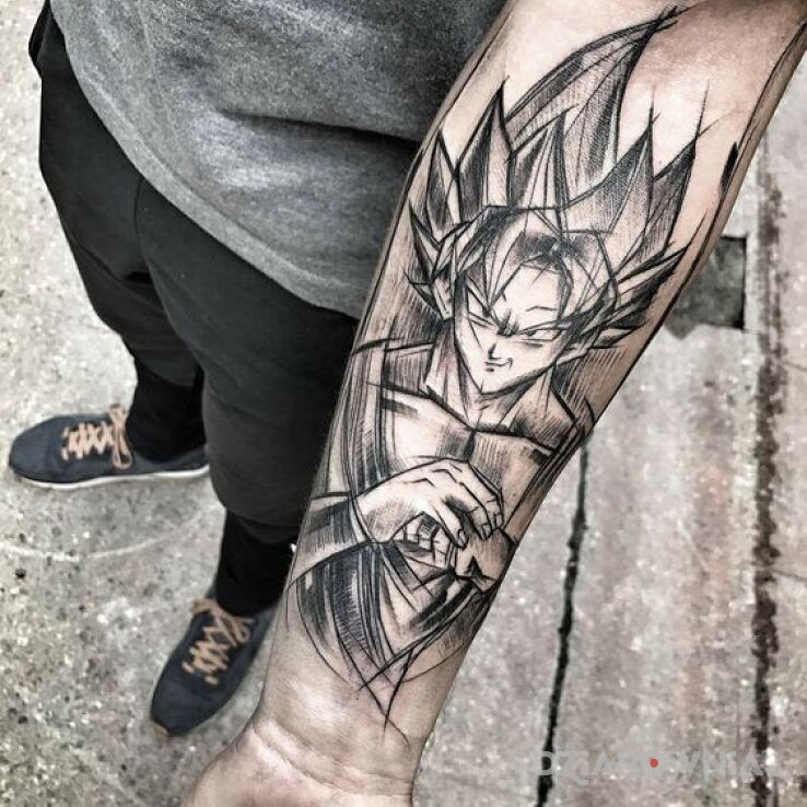 Tatuaż Son Goku w motywie postacie na przedramieniu