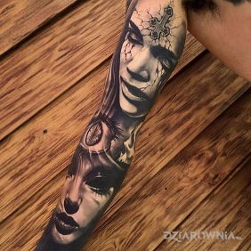 Tatuaż Demony na ramieniu motyw: rękawy styl: realistyczne