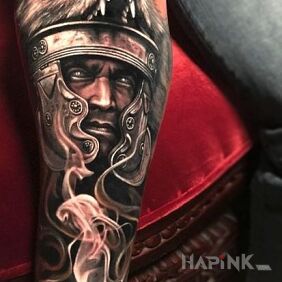 Tattoo Wolf warrior on the forearm motif: 3D