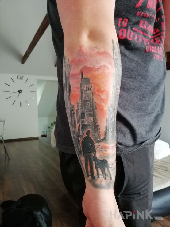Tattoo Nastepna:) po wygojeniu in characters motif on the forearm