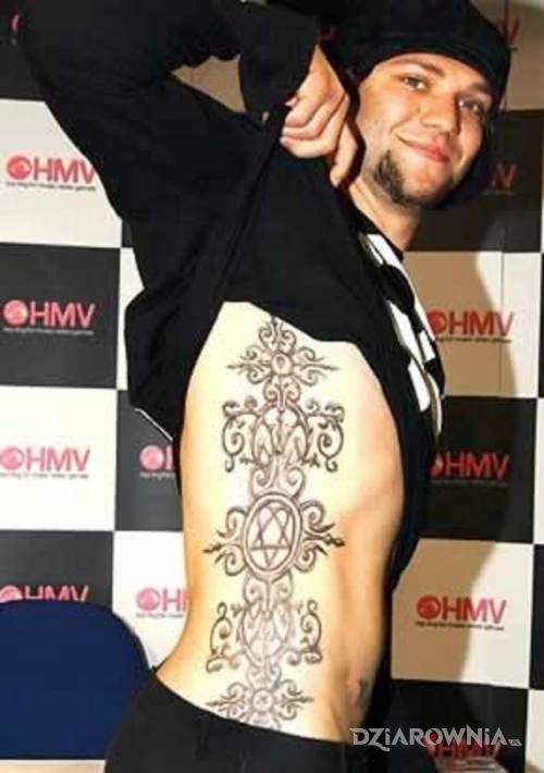 Tatuaż bam margera - tatuaż na żebrach w motywie Bam Margera na żebrach