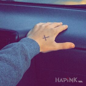 Tattoo Simple cross on the hand motif: religious