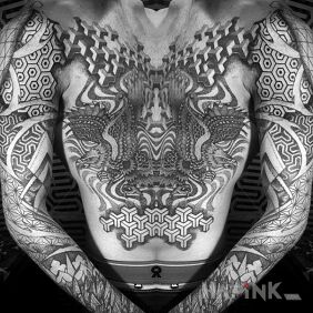 Tattoo Various patterns on the upper arm motif: sleeves style: dotwork