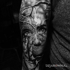 Tatuaż Knebel na przedramieniu motyw: twarze styl: realistyczne