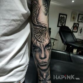 Tattoo Nothing DNA on the forearm motif: sleeves style: realistic