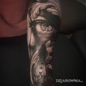 Tatuaż Skryte oko na przedramieniu motyw: 3D styl: realistyczne