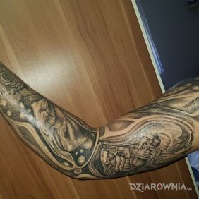 Tatuaż Anioł kolejna część rekawu na przedramieniu motyw: anioły