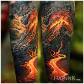 Tattoo Lava stream on the forearm motif: 3D style: realistic