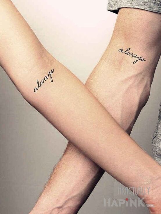 Tattoo Always in Love motif on the forearm