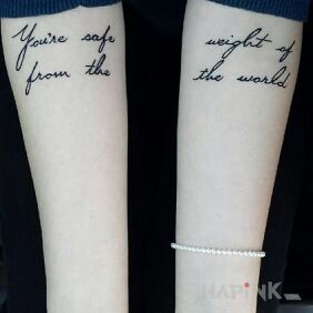Tattoo The weight of the world on the forearm motif: lettering