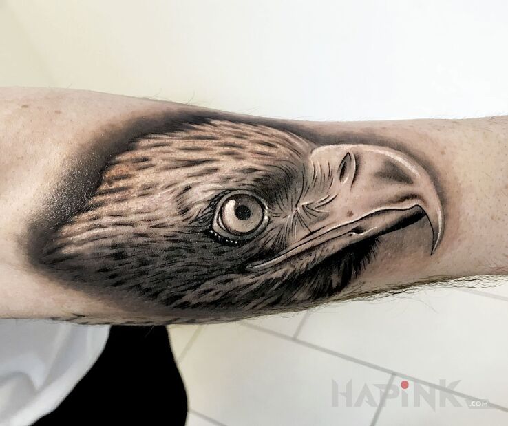 Tattoo Orzeł in animals motif and realistic style on the forearm