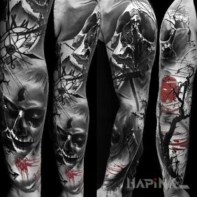 Tattoo Dark style on the upper arm motif: sleeves
