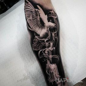 Tattoo Candle smoke on the forearm motif: animals style: realistic