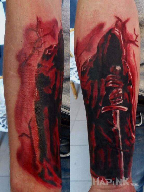Tattoo Anioł stróż in angels motif on the forearm