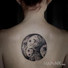 Tattoo Night and day on the back motif: other