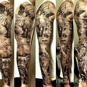 Tattoo Angel sleeve on the forearm motif: angels