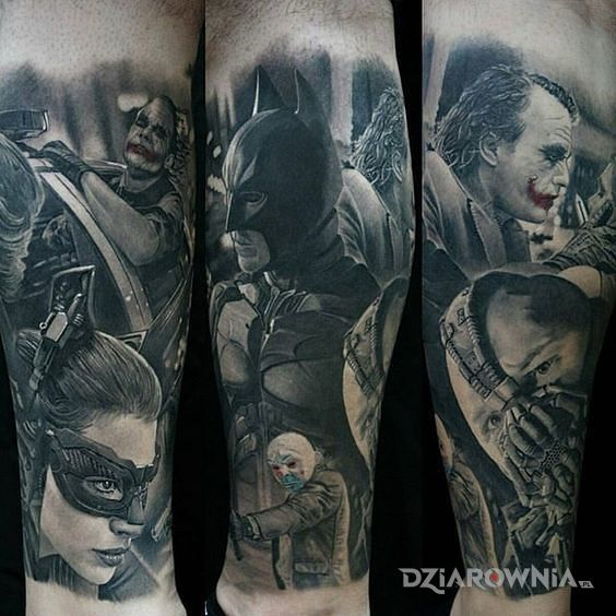 Tatuaż batman w motywie 3D i stylu realistyczne na przedramieniu
