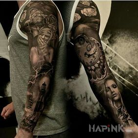 Tattoo Braided in bandages on the upper arm motif: 3D style: realistic