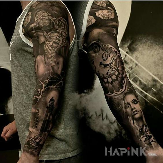 Tattoo Zaplatana w bandazach in 3D motif and realistic style on the upper arm