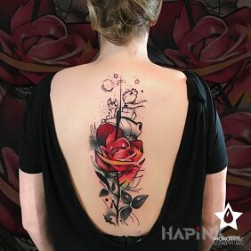 Tattoo The Little Prince on the shoulder blades motif: colorful