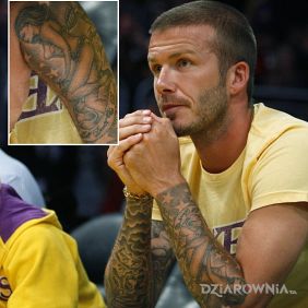Tatuaż David Beckham - pierwsze tatuaże na przedramieniach na przedramieniu motyw: David Beckham