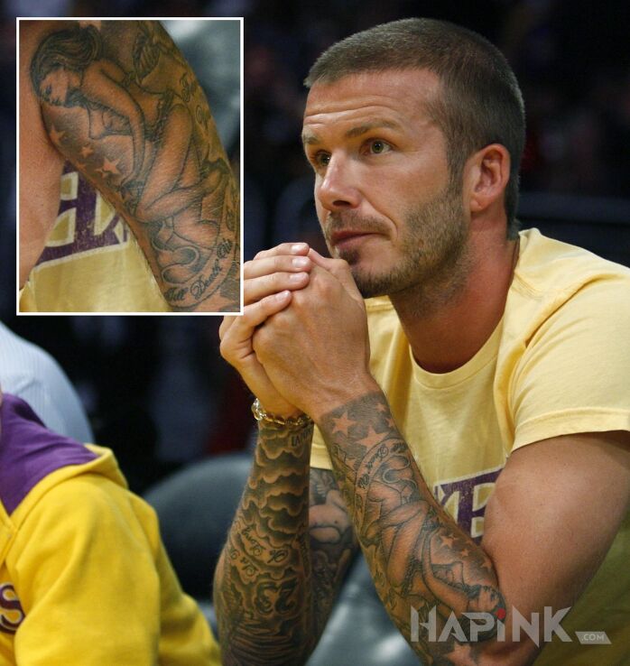 Tattoo David Beckham - pierwsze tatuaże na przedramieniach in David Beckham motif on the forearm