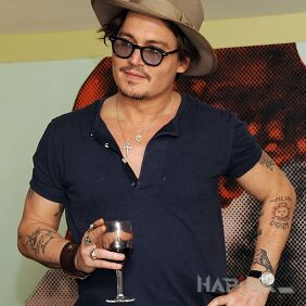 Tattoo Johnny Depp with a glass in his hand - gobsmacked! on the forearm motif: famous people