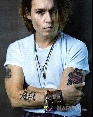 Tattoo Młody Johnny Depp z tatuażami in Johnny Depp motif on the forearm
