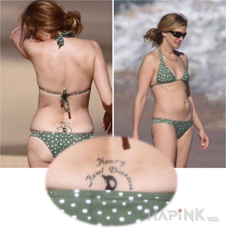 Tattoo Julia Roberts - tatuaż w formie napisu in famous people motif on the back